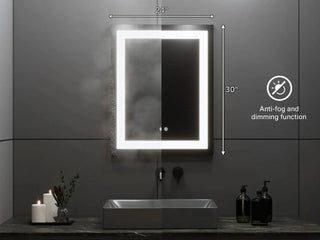 24" x 30" Professional LED Bathroom Mirror with Four-Sided Frost Lighting - Studio-Grade Anti-Fog Mirror with 5185 Lumens, 80+ CRI Color Accuracy, Touch Dimming Control & Advanced Light Guide Technology