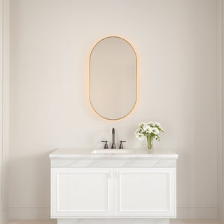 24" x 40" LED Oval Bathroom Mirror with Brushed Gold Frame - Defogger Mirror with Adaptive Dimming Control, Adjustable Brightness & Colour Temperature (3000K/4000K/6000K)