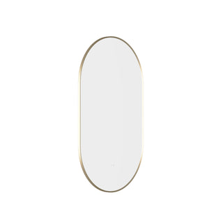 Miroir de Salle de Bain Ovale à DEL 24 po x 40 po avec Cadre Doré Brossé – Miroir Antibuée avec Contrôle de Gradation Adaptatif, Luminosité et Température de Couleur Réglables (3000K/4000K/6000K)