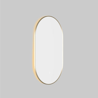 Miroir de Salle de Bain Ovale à DEL 24 po x 40 po avec Cadre Doré Brossé – Miroir Antibuée avec Contrôle de Gradation Adaptatif, Luminosité et Température de Couleur Réglables (3000K/4000K/6000K)
