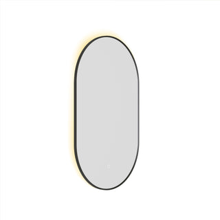 Miroir de Salle de Bain Ovale à DEL 24 po x 40 po avec Cadre Noir – Miroir Antibuée avec Contrôle de Gradation Adaptatif, Luminosité et Température de Couleur Réglables (3000K/4000K/6000K)