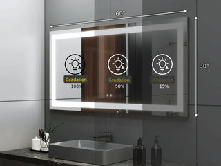 60" x 30" Professional LED Bathroom Mirror with Four-Sided Frost Lighting - Studio-Grade Anti-Fog Mirror with 5185 Lumens, 80+ CRI Color Accuracy, Touch Dimming Control & Advanced Light Guide Technology