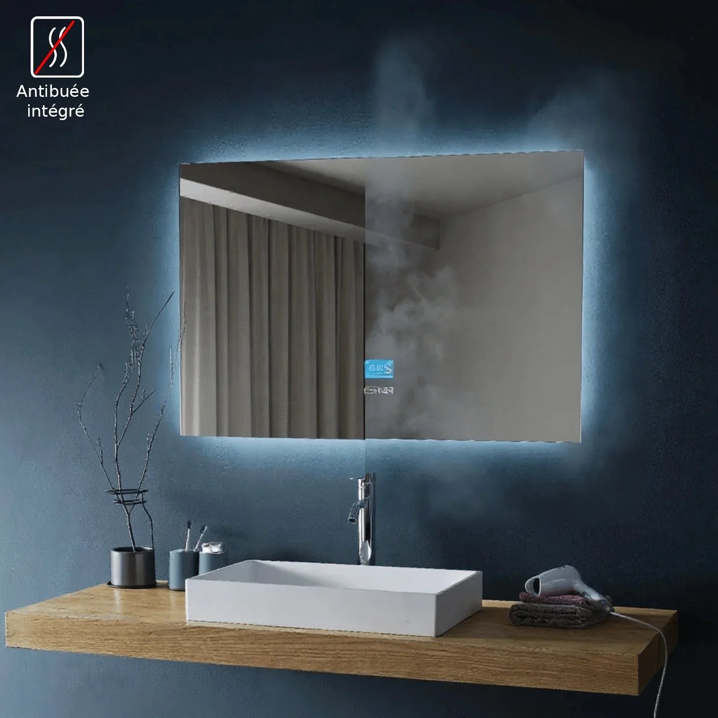 36" x 30" Smart LED Bathroom Mirror with Touch Screen Display & Bluetooth Speakers