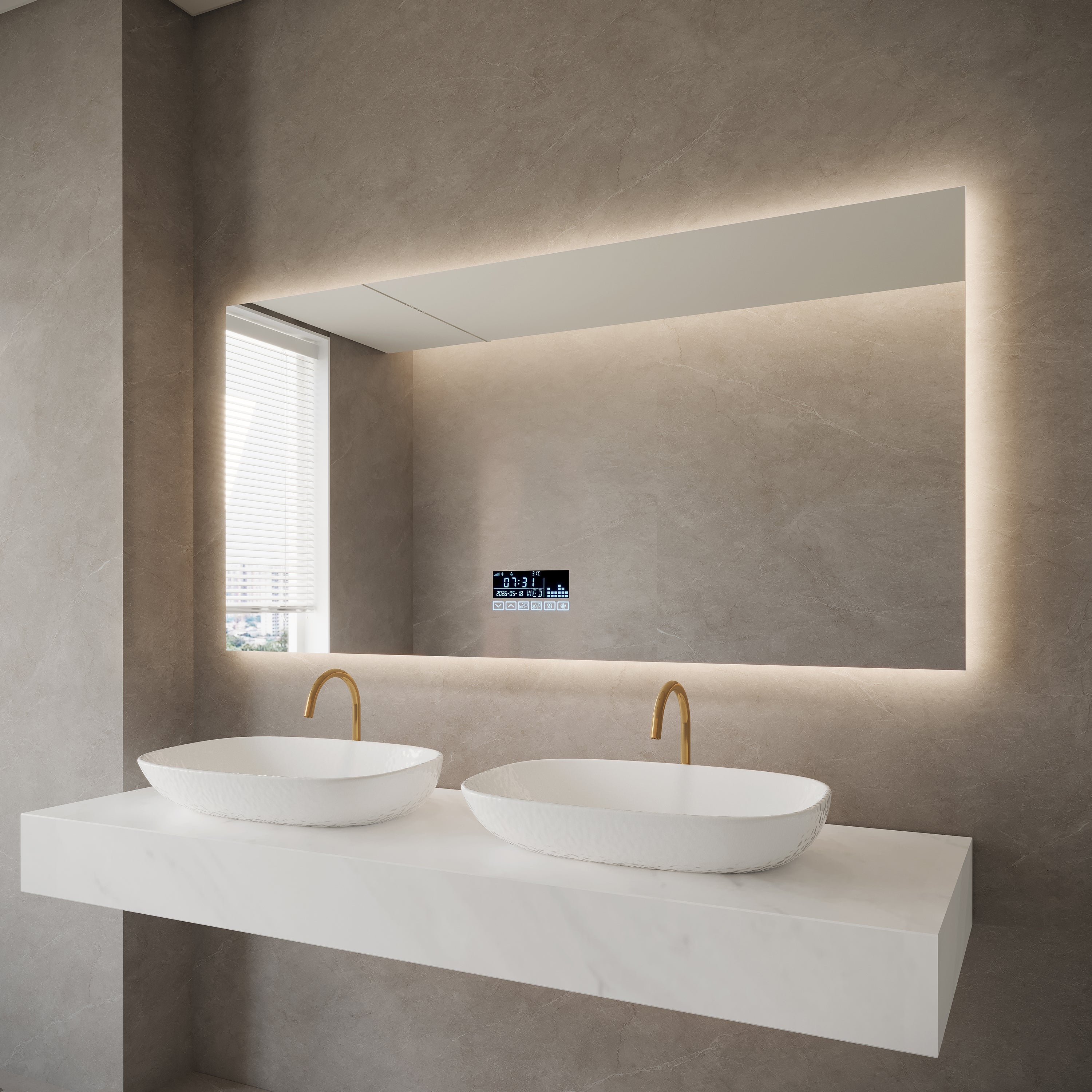 60" x 30" Smart LED Backlit Bathroom Mirror with Bluetooth & Touch Screen