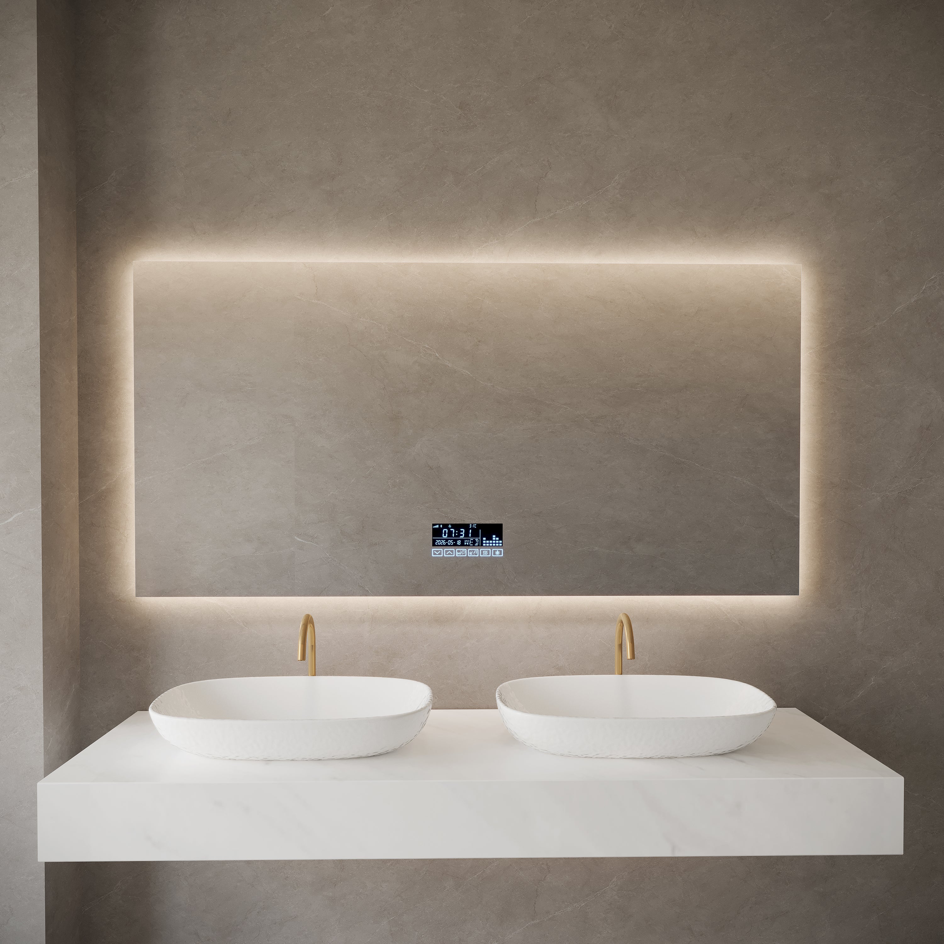 60" x 30" Smart LED Backlit Bathroom Mirror with Bluetooth & Touch Screen