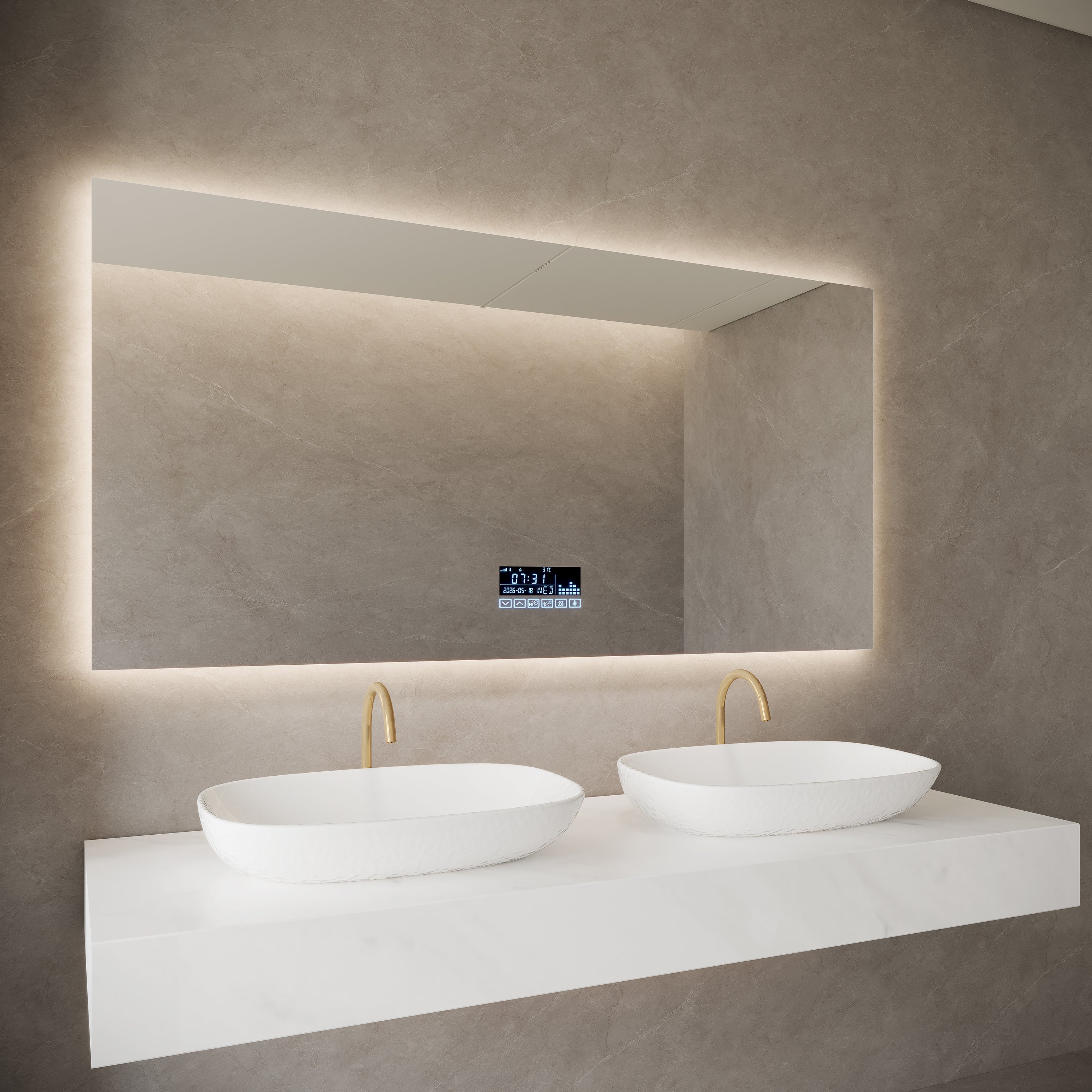 60" x 30" Smart LED Backlit Bathroom Mirror with Bluetooth & Touch Screen