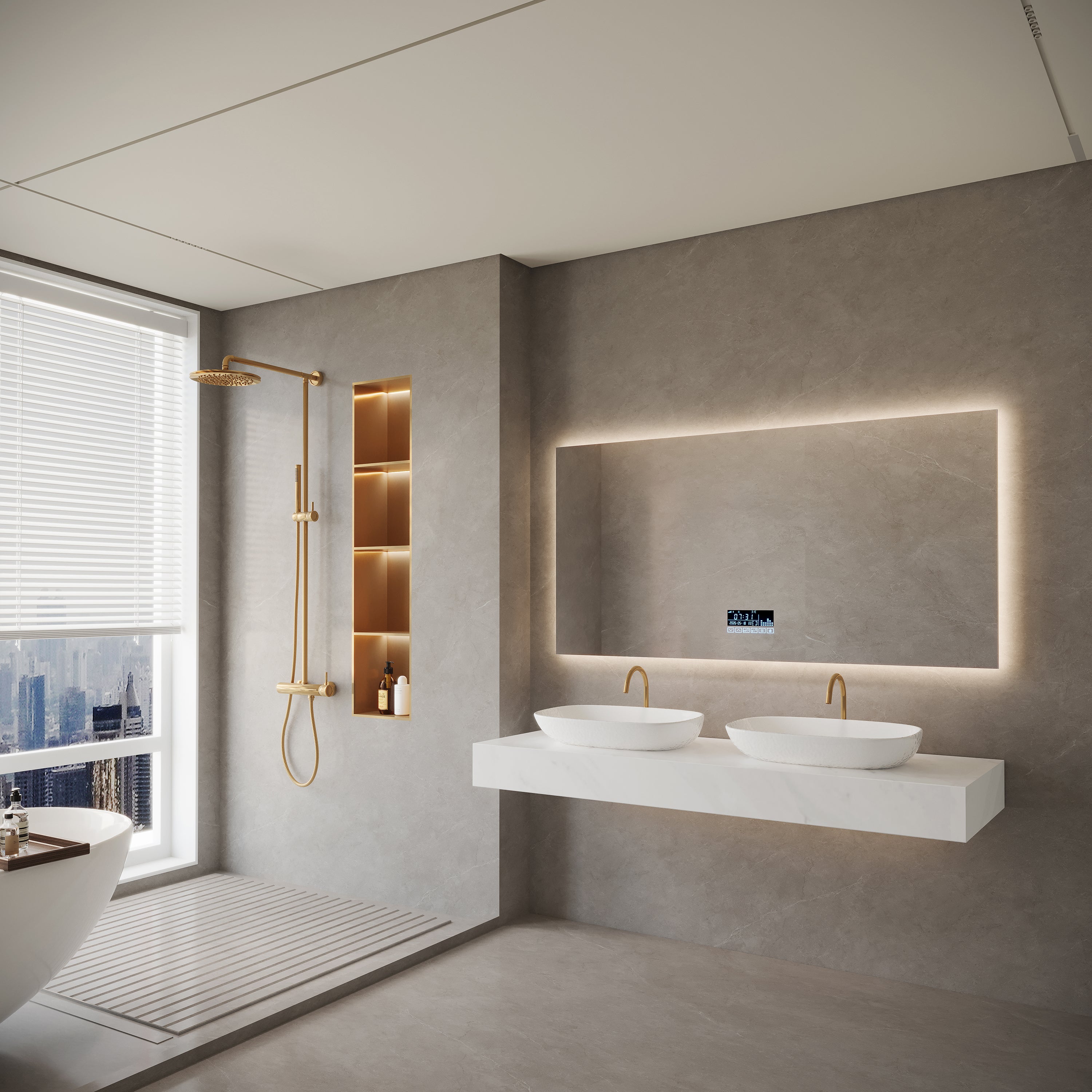 60" x 30" Smart LED Backlit Bathroom Mirror with Bluetooth & Touch Screen