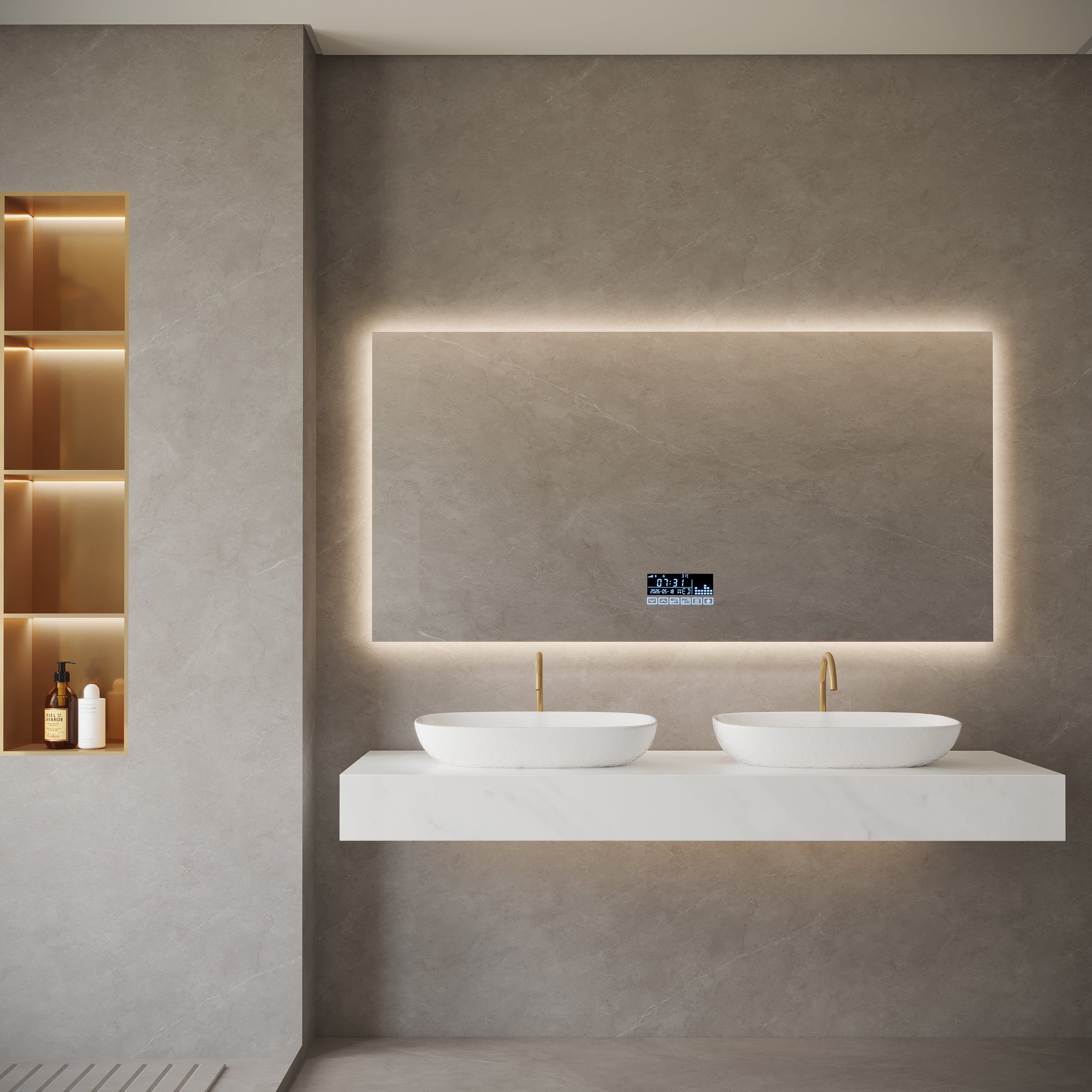 60" x 30" Smart LED Backlit Bathroom Mirror with Bluetooth & Touch Screen