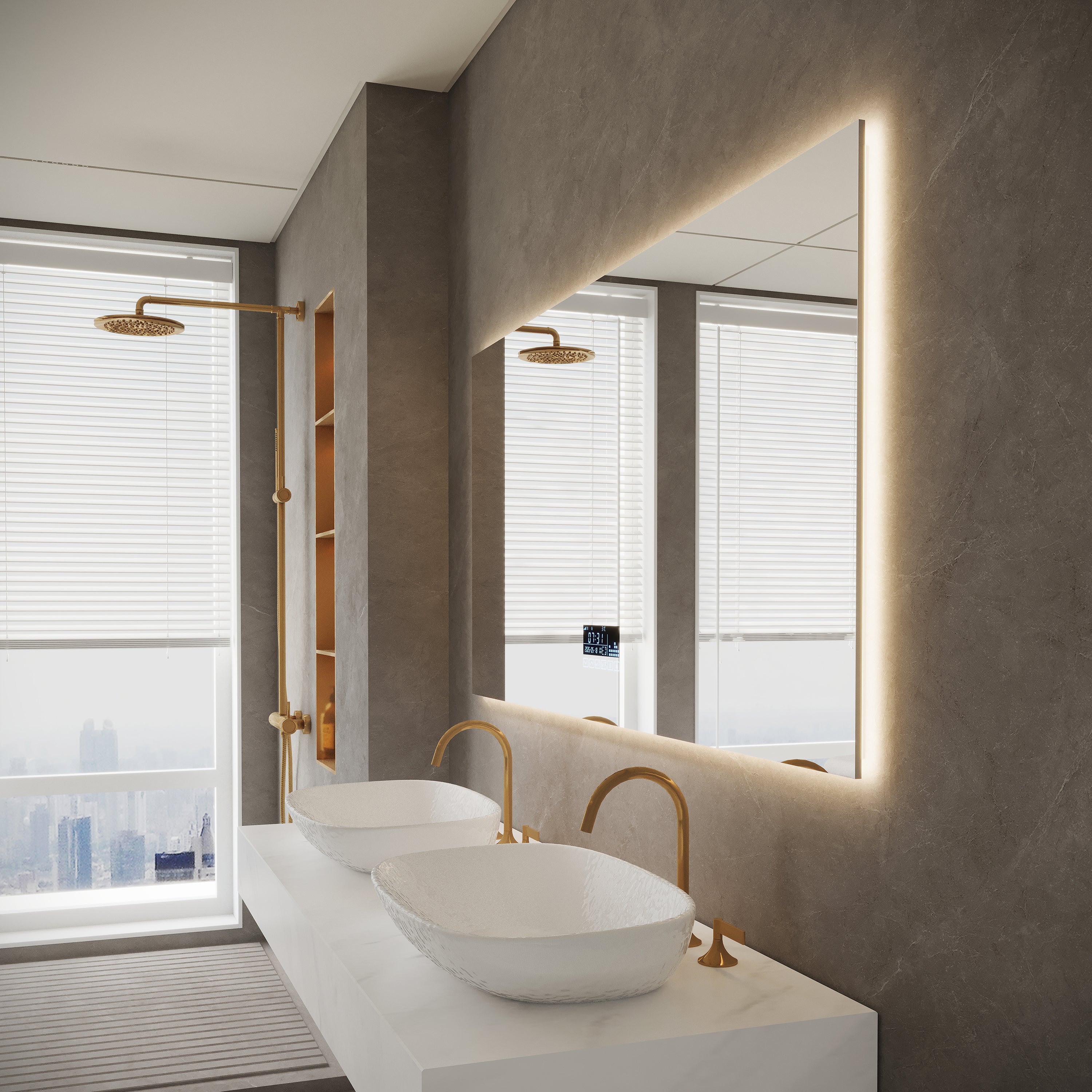 60" x 30" Smart LED Backlit Bathroom Mirror with Bluetooth & Touch Screen