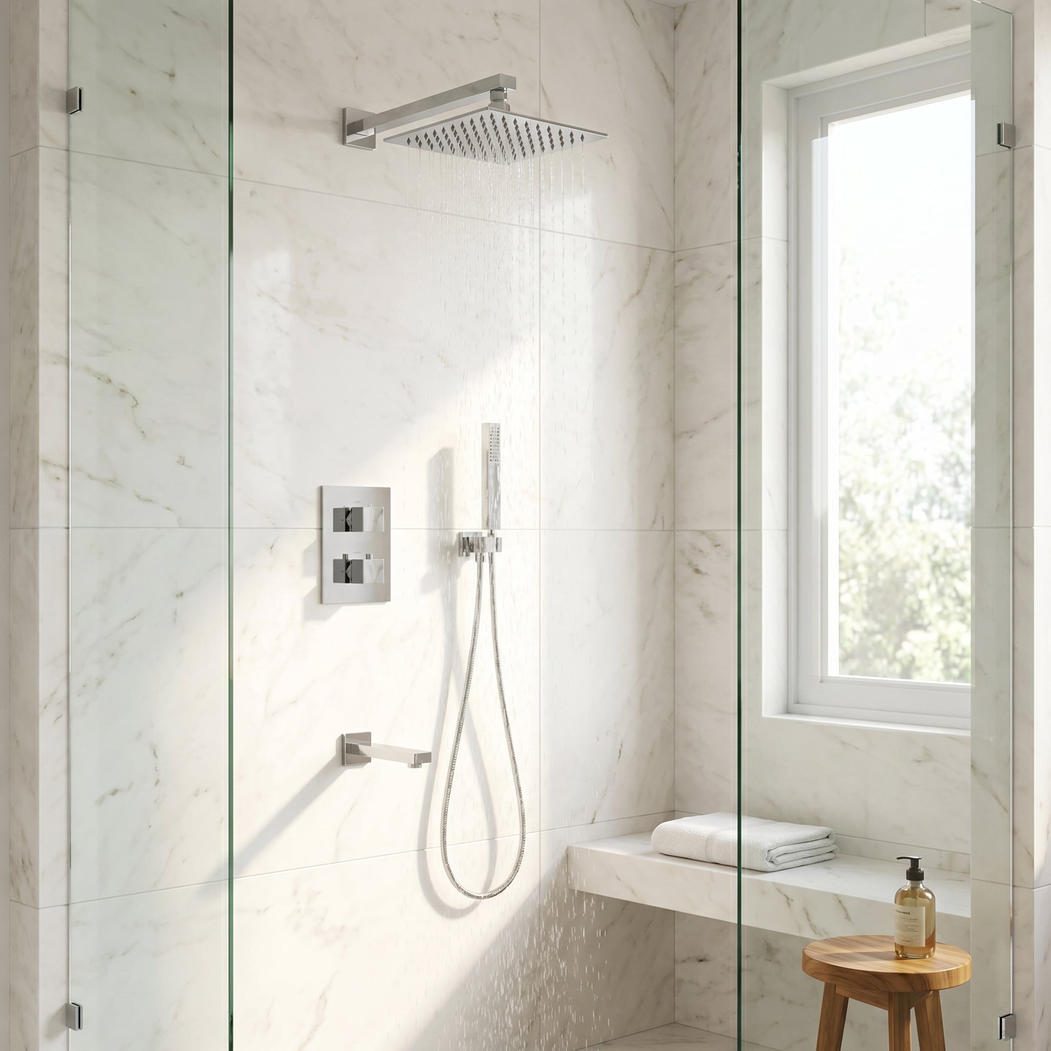 Ensemble de Douche Malaga Chrome 3 Fonctions avec Pomme de Pluie