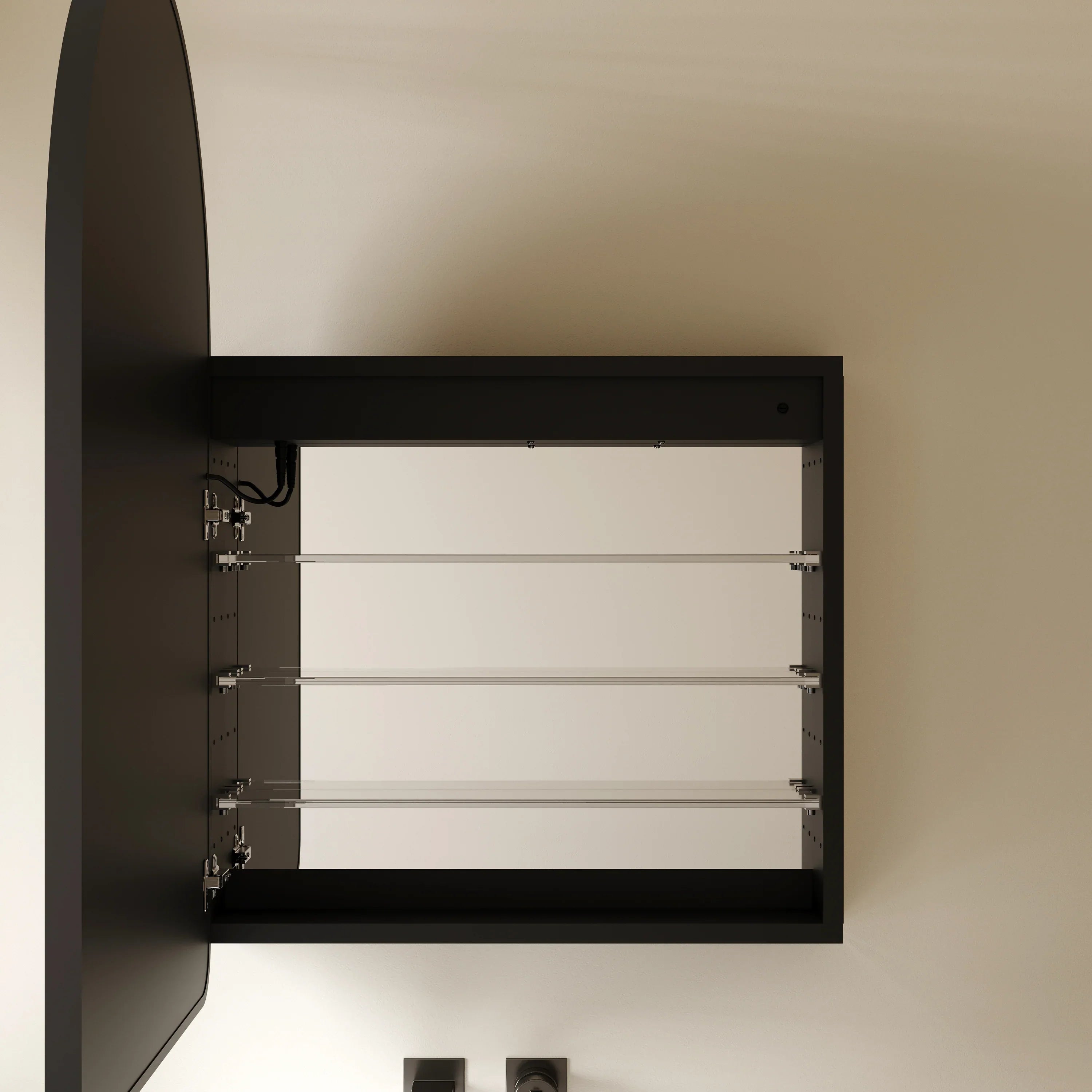 24" x 36" Arched LED Medicine Cabinet with Matte Black Aluminum Frame