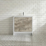 36" Ash Freestanding Bathroom Vanity with White Ceramic Countertop