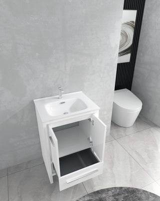 Meuble-Lavabo Autoportant 24po Blanc Mat avec Comptoir de Céramique Blanc