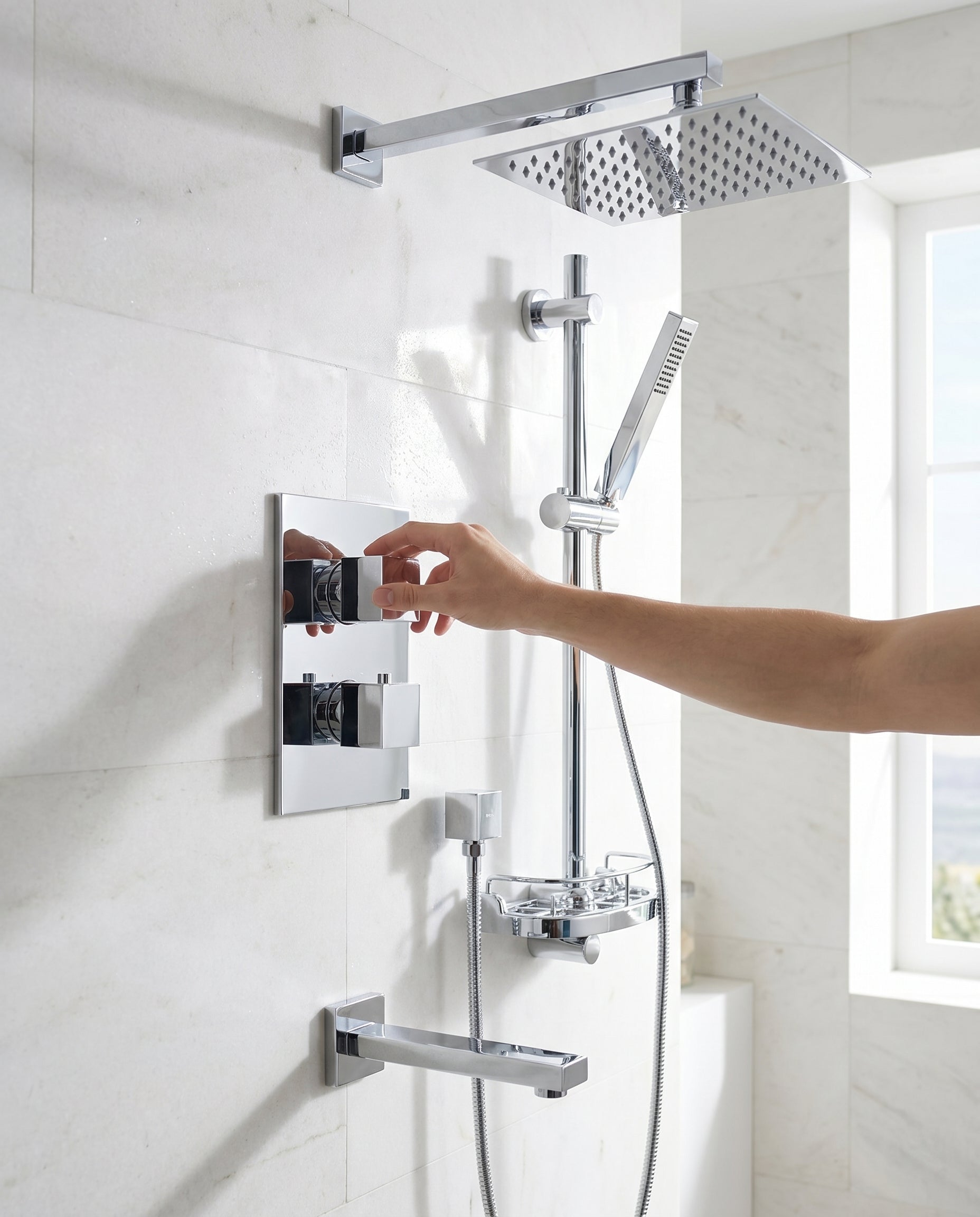 Ensemble de Douche Mallorca Chrome 3 Fonctions avec Pomme Pluie et Douchette