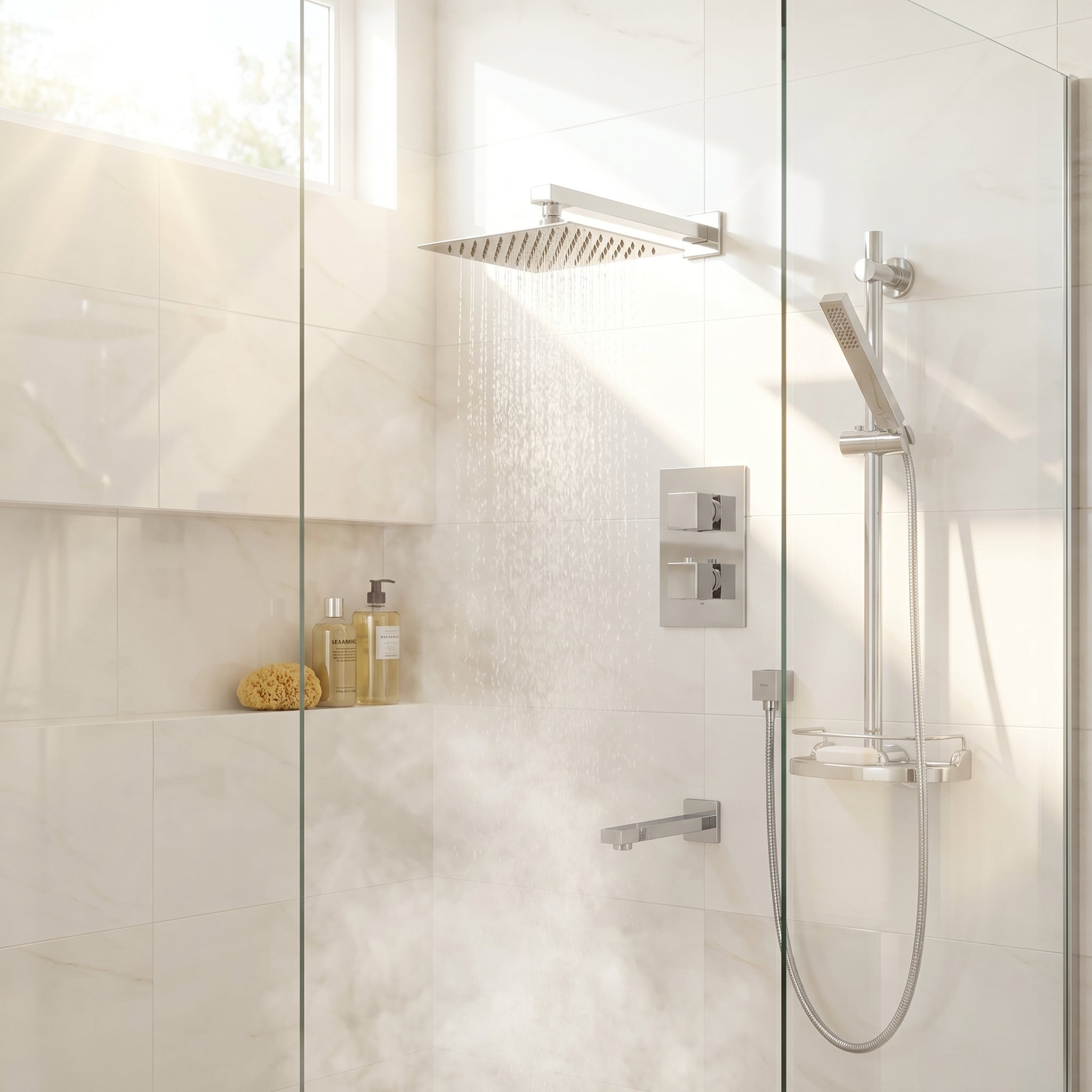 Ensemble de Douche Mallorca Chrome 3 Fonctions avec Pomme Pluie et Douchette