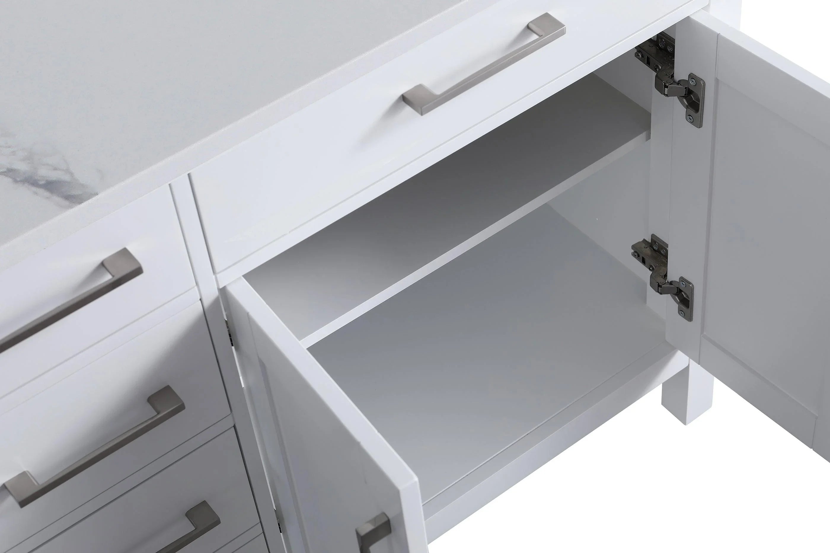 Meuble-Lavabo Autoportant 36po Blanc avec Comptoir de Marbre Ingénierie Calcutta