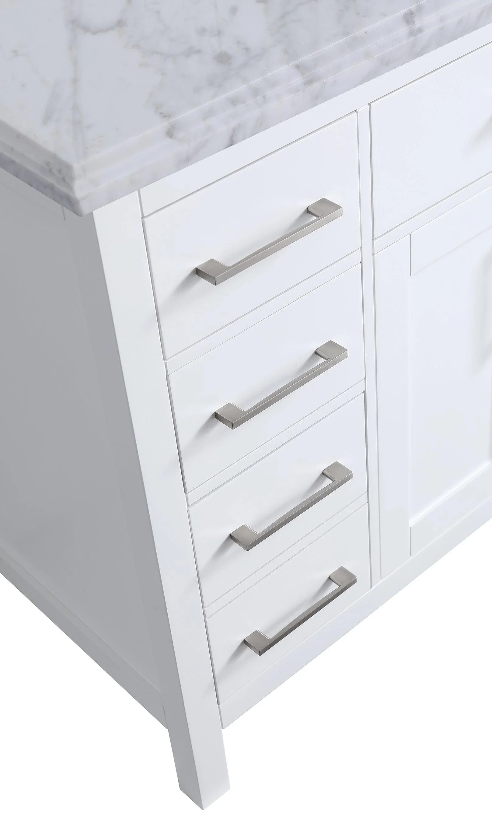 36" White Freestanding Single Sink Bathroom Vanity with Carrera Marble Countertop