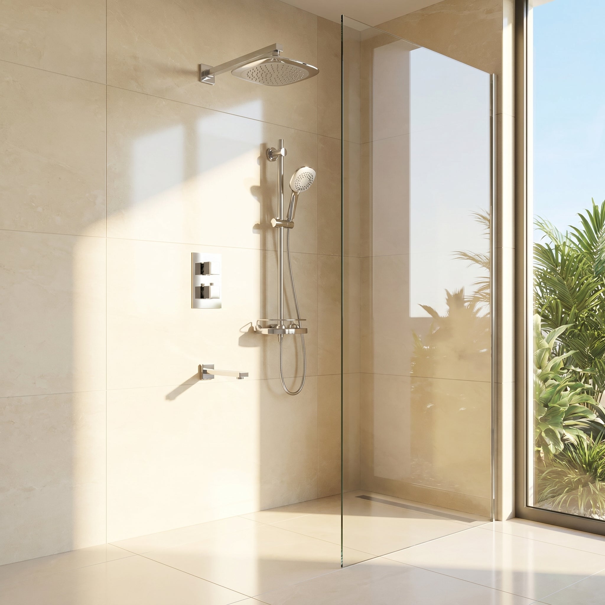Ensemble de Douche Martinique 3 Fonctions – Blanc et Chrome