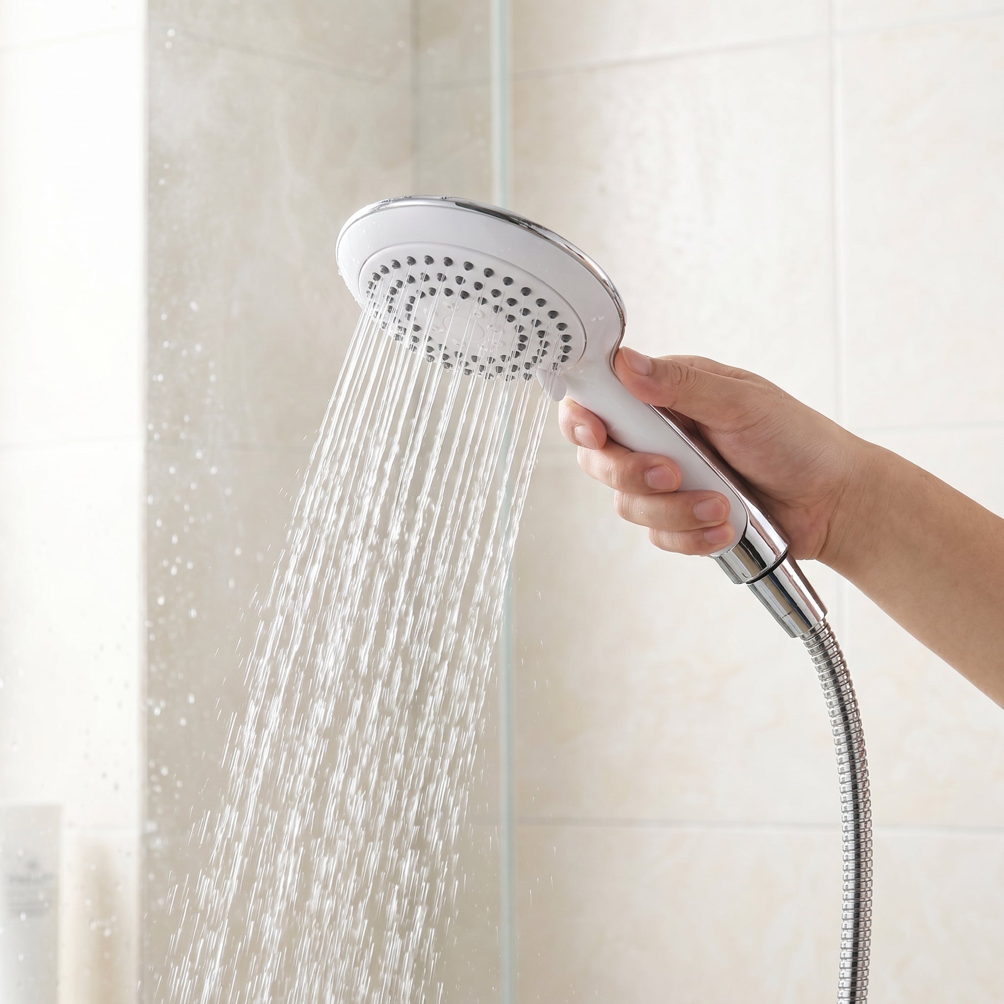Martinique 3-Function Bathroom Shower Set – White & Chrome