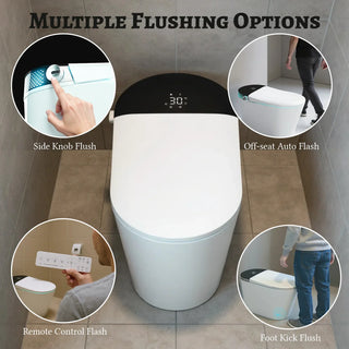 SERA Witty Smart Bidet Toilet, One-Piece Toilet with Auto Jet Flush, Auto Open/Close Lid, Warm Water Wash, Warm-Air Dryer, Heated Seat – Black Display