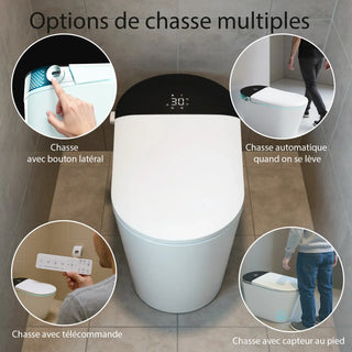 SERA Witty Smart Bidet Toilet, One-Piece Toilet with Auto Jet Flush, Auto Open/Close Lid, Warm Water Wash, Warm-Air Dryer, Heated Seat – Black Display