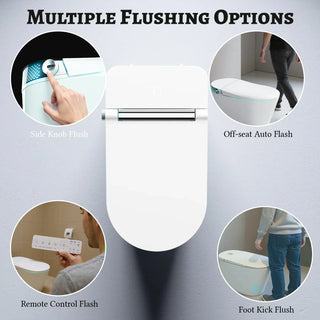 Sera Omega Toilette intelligente avec bidet, monobloc avec chasse à jet automatique, abattant auto-ouvrant/fermant, lavage à l’eau chaude, sécheur à air chaud, siège chauffant – Blanc