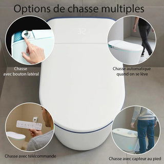 SERA Sigma Toilette-bidet intelligente, toilette monopièce avec chasse automatique à jet, couvercle à ouverture/fermeture automatique, lavage à l’eau tiède, séchage à air chaud, siège chauffant – Finition Bleu