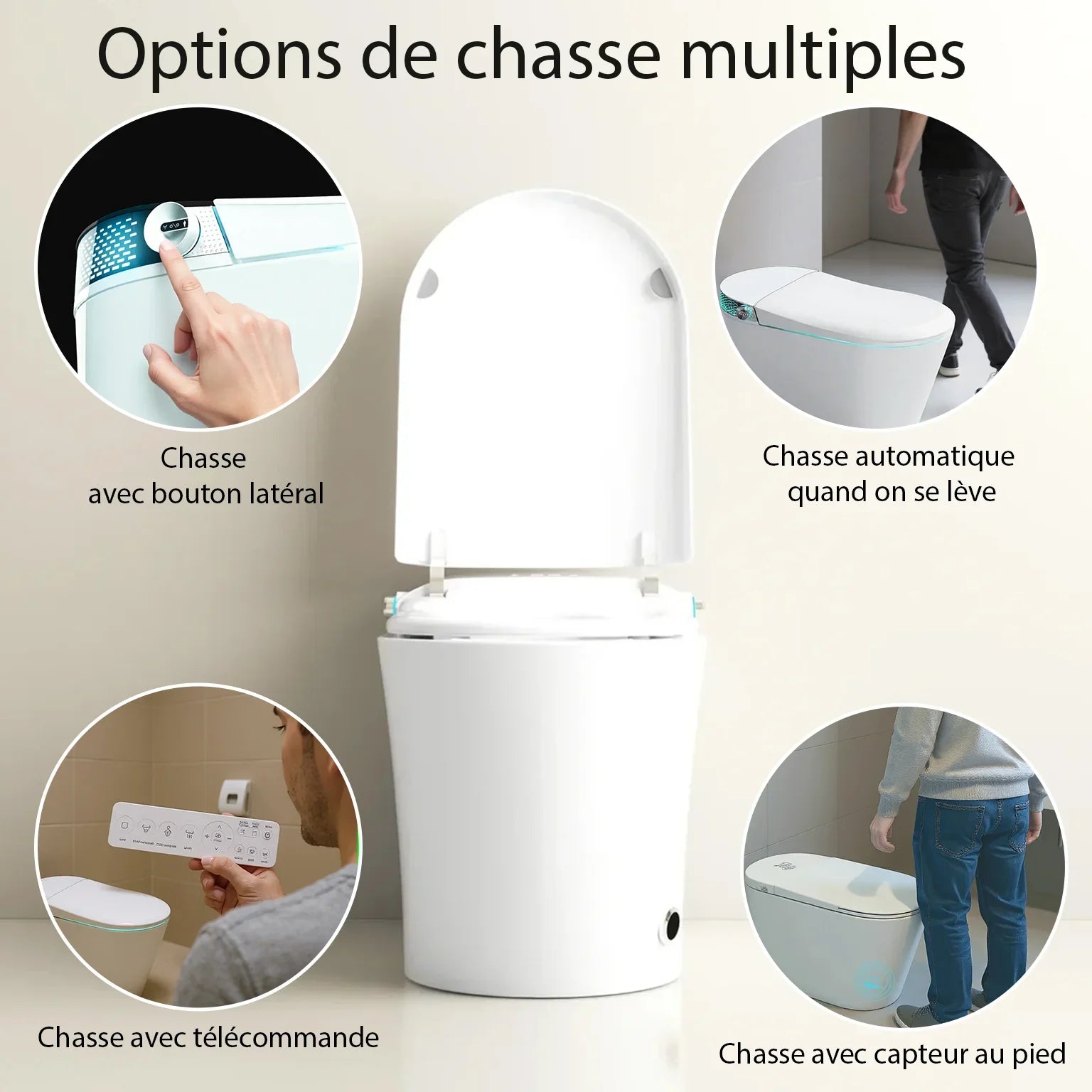 SERA Sigma Toilette-bidet intelligente, toilette monopièce avec chasse automatique à jet, couvercle à ouverture/fermeture automatique, lavage à l’eau tiède, séchage à air chaud, siège chauffant – Finition blanc