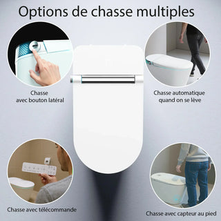 Sera Omega Toilette intelligente avec bidet, monobloc avec chasse à jet automatique, abattant auto-ouvrant/fermant, lavage à l’eau chaude, sécheur à air chaud, siège chauffant – Blanc