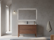 48" Natural Walnut Freestanding Single Sink Bathroom Vanity with White Matte Solid Surface Countertop