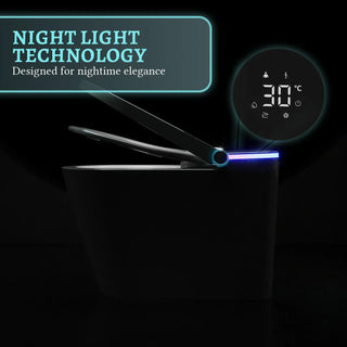 Sera Omega Toilette intelligente avec bidet, monobloc avec chasse à jet automatique, abattant auto-ouvrant/fermant, lavage à l’eau chaude, sécheur à air chaud, siège chauffant – Noir