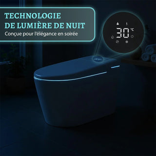SERA Sigma Toilette-bidet intelligente, toilette monopièce avec chasse automatique à jet, couvercle à ouverture/fermeture automatique, lavage à l’eau tiède, séchage à air chaud, siège chauffant – Finition Bleu