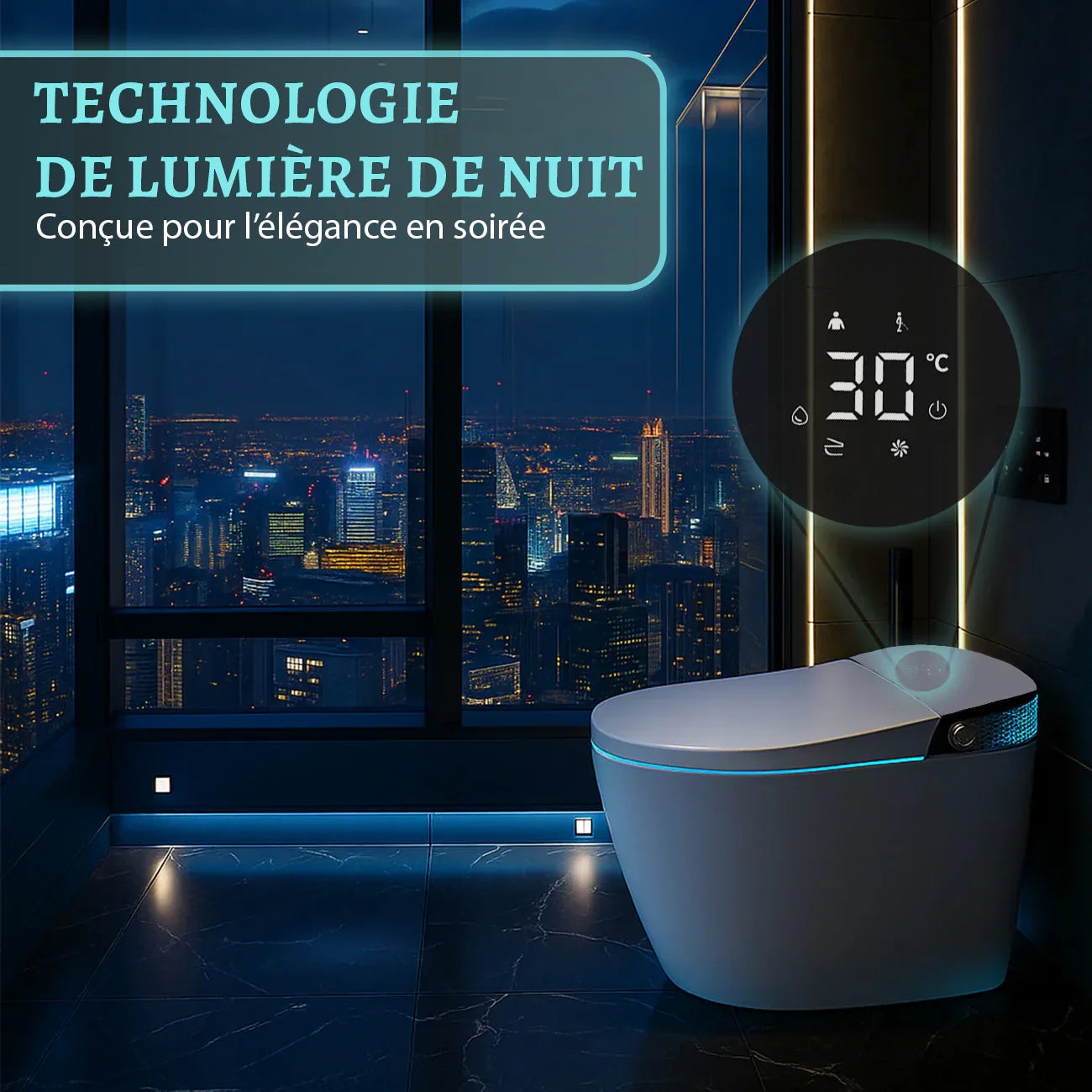 SERA Witty Toilette-bidet intelligente, toilette monopièce avec chasse automatique à jet, couvercle à ouverture/fermeture automatique, lavage à l’eau tiède, séchage à air chaud, siège chauffant – Affichage blanc