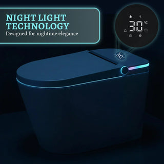 Sera Omega Toilette intelligente avec bidet, monobloc avec chasse à jet automatique, abattant auto-ouvrant/fermant, lavage à l’eau chaude, sécheur à air chaud, siège chauffant – Blanc