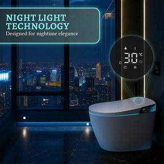 SERA Witty Smart Bidet Toilet, One-Piece Toilet with Auto Jet Flush, Auto Open/Close Lid, Warm Water Wash, Warm-Air Dryer, Heated Seat – White Display