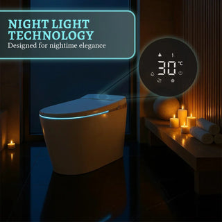 SERA Sigma Smart Bidet Toilet, One-Piece Toilet with Auto Jet Flush, Auto Open/Close Lid, Warm Water Wash, Warm-Air Dryer, Heated Seat – Gold Trim