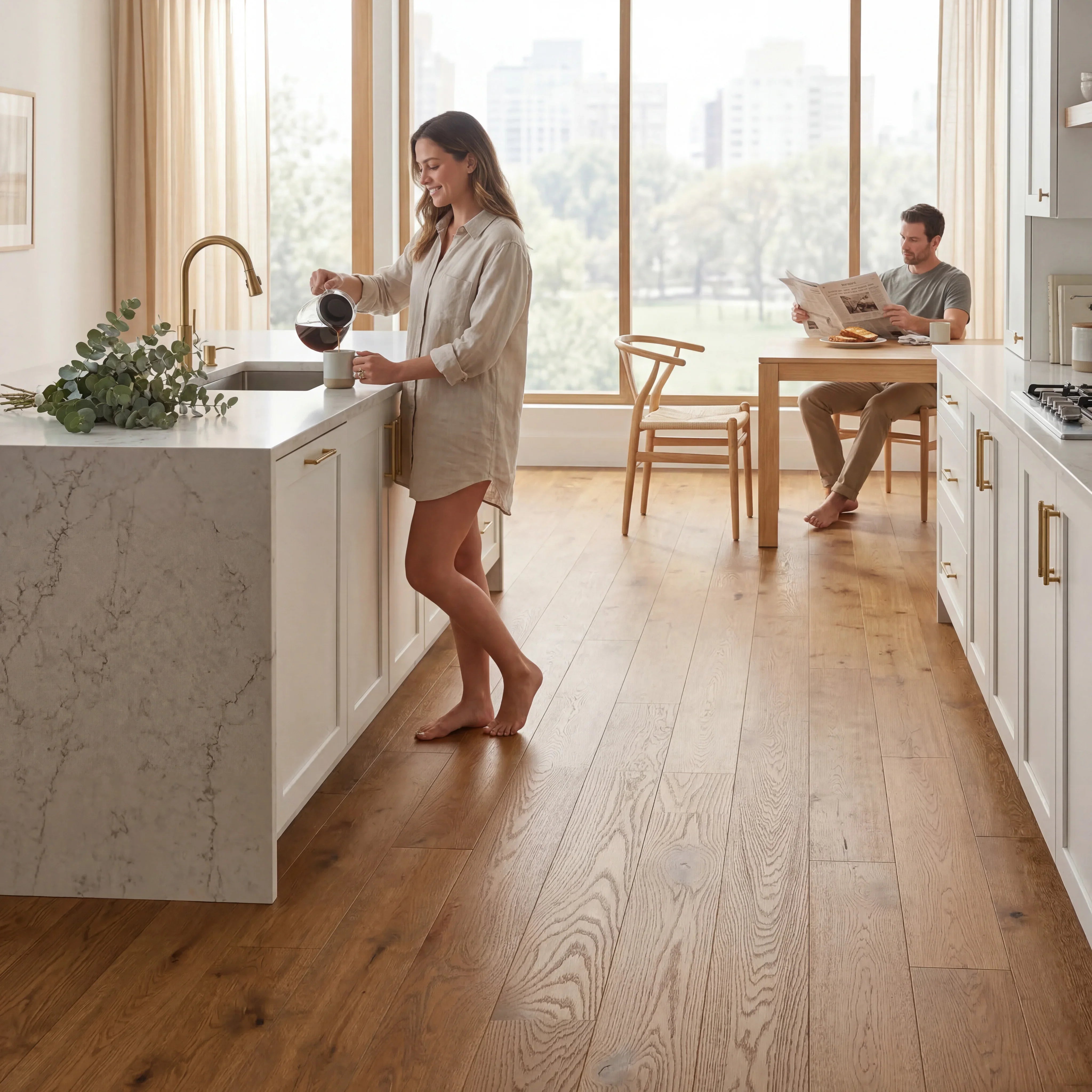 Nougatine Matte Red Oak Solid Hardwood Flooring - 5-3/16" Wide Planks