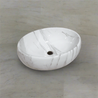 Vasque ovale en porcelaine  Marbre OCB-761