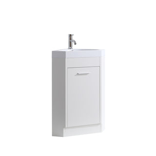 Meuble-lavabo d'angle Blanc Autoportant de 18 po avec Comptoir en Acrylique Blanc