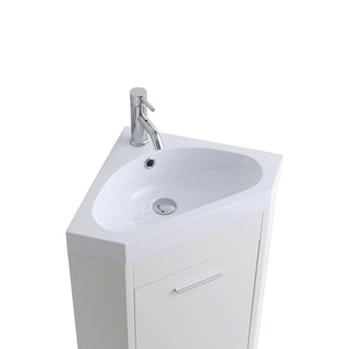 Meuble-lavabo d'angle Blanc Autoportant de 18 po avec Comptoir en Acrylique Blanc