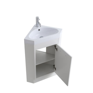 Meuble-lavabo d'angle Blanc Autoportant de 18 po avec Comptoir en Acrylique Blanc