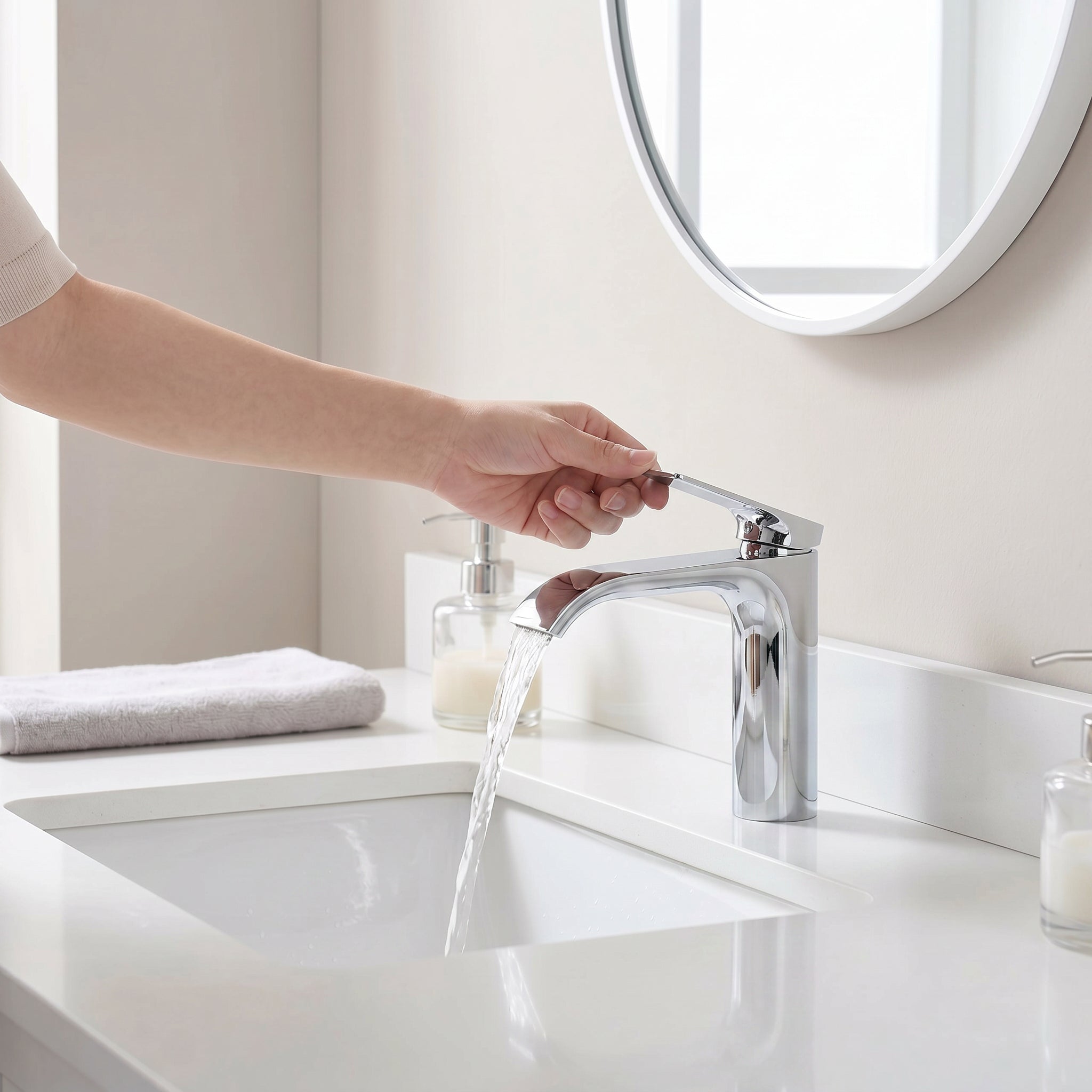 Robinet de Lavabo de Salle de Bains à 1 Poignée Palma en Chromé