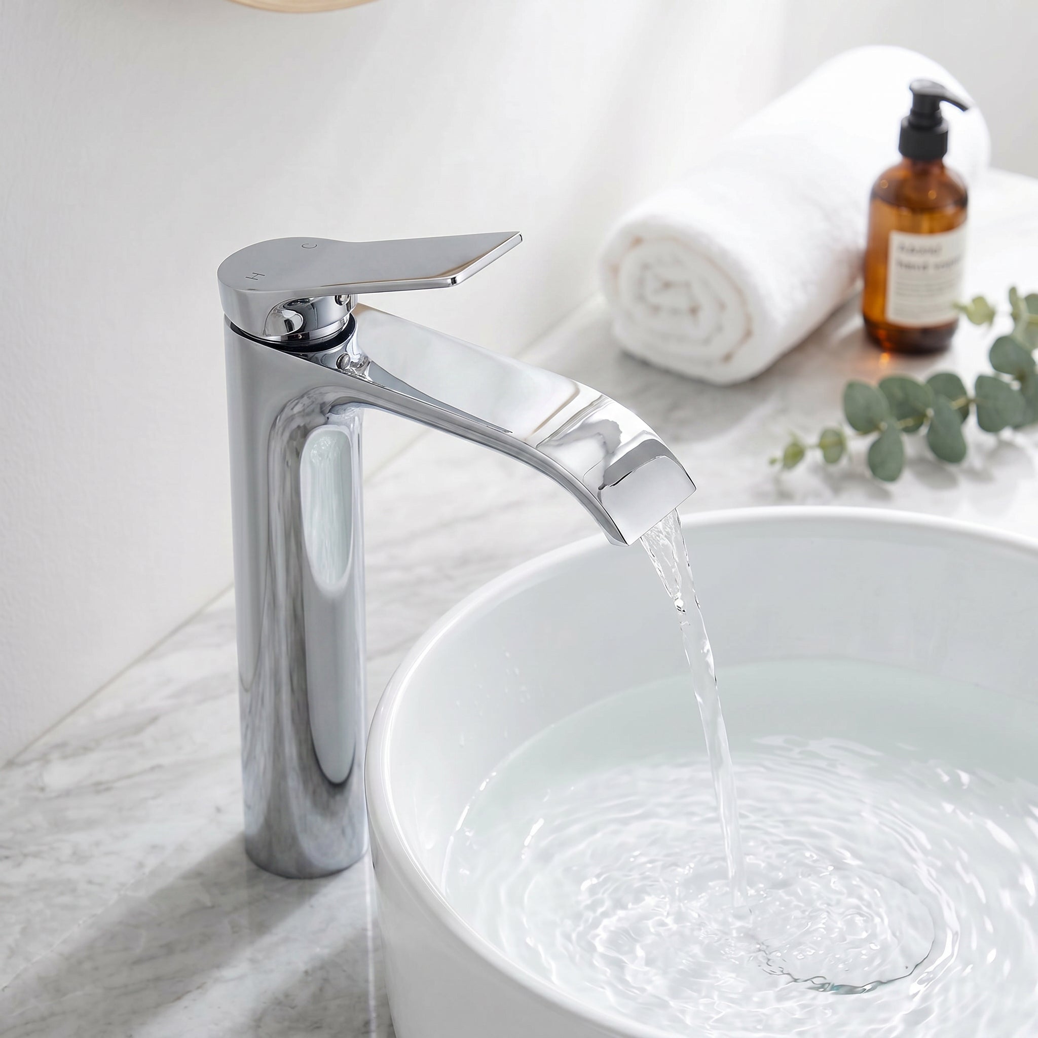 Robinet de Lavabo de Salle de Bains à 1 Poignée Palma en Chromé