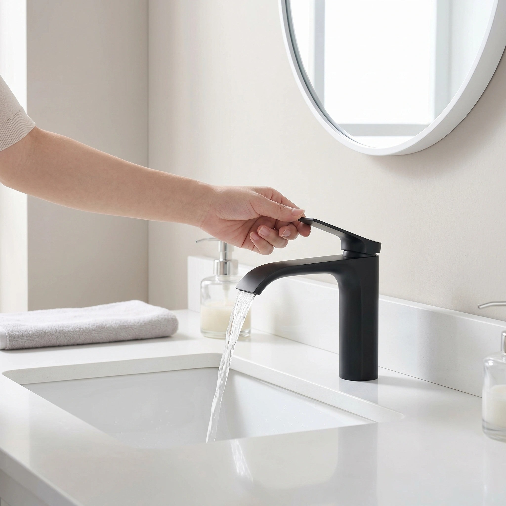 Robinet de Lavabo de Salle de Bains à 1 Poignée Palma en Noir Mat