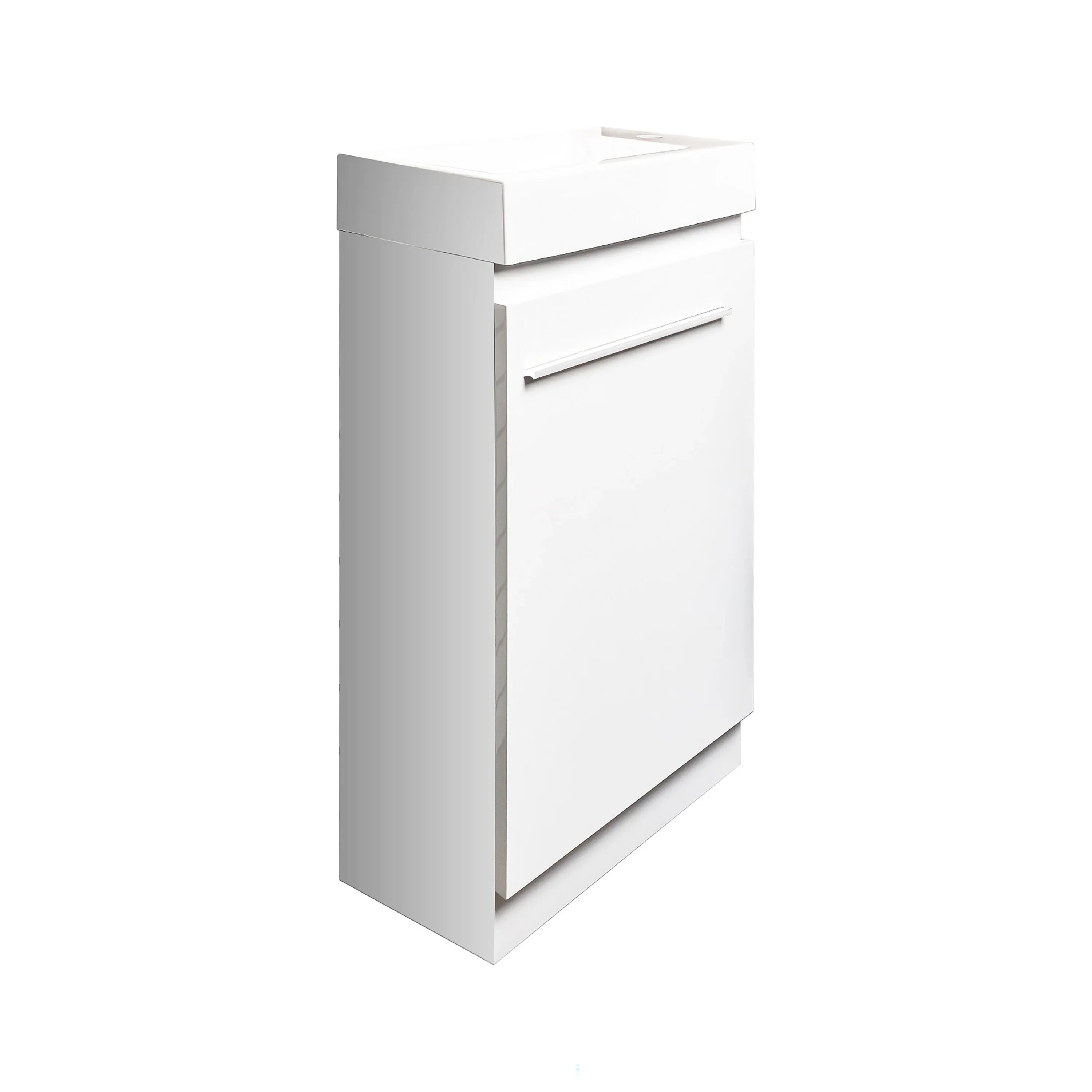 Meuble-Lavabo Autoportant 18po Blanc Mat avec Comptoir en Pierre d'ingénierie