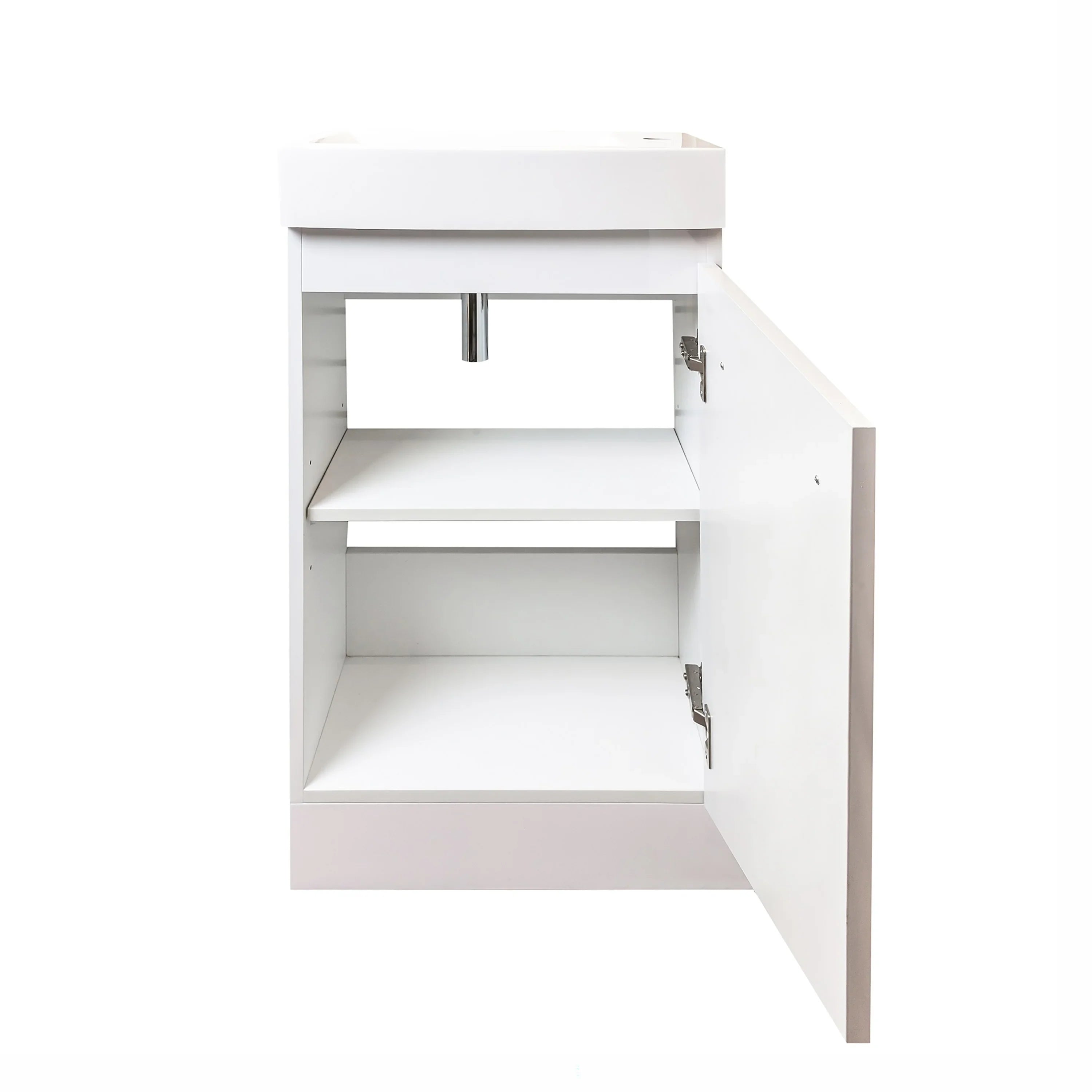 Meuble-Lavabo Autoportant 18po Blanc Mat avec Comptoir en Pierre d'ingénierie