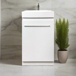 18" Matte White Freestanding Bathroom Vanity with Artificial Stone Countertop