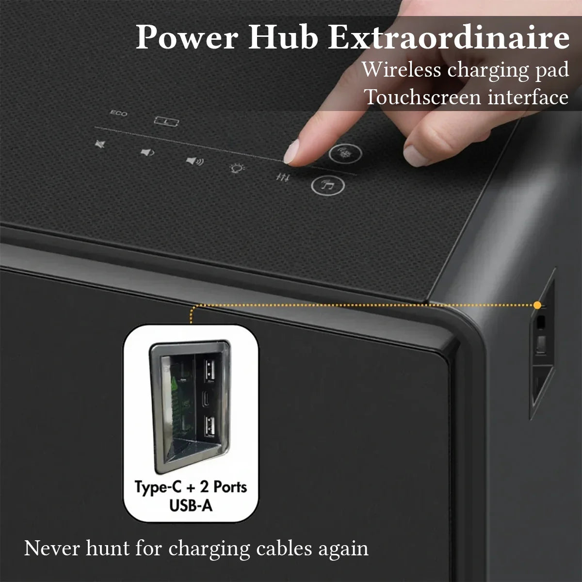 SERA Smart Coffee Table with Refrigerated Drawers, Bluetooth Speakers, Wireless Charging & LED Touch Control - White / Dark Grey / Brown