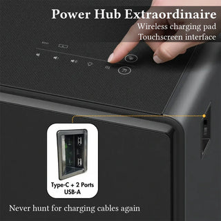 SERA Smart Coffee Table with Refrigerated Drawers, Bluetooth Speakers, Wireless Charging & LED Touch Control - White / Dark Grey / Brown