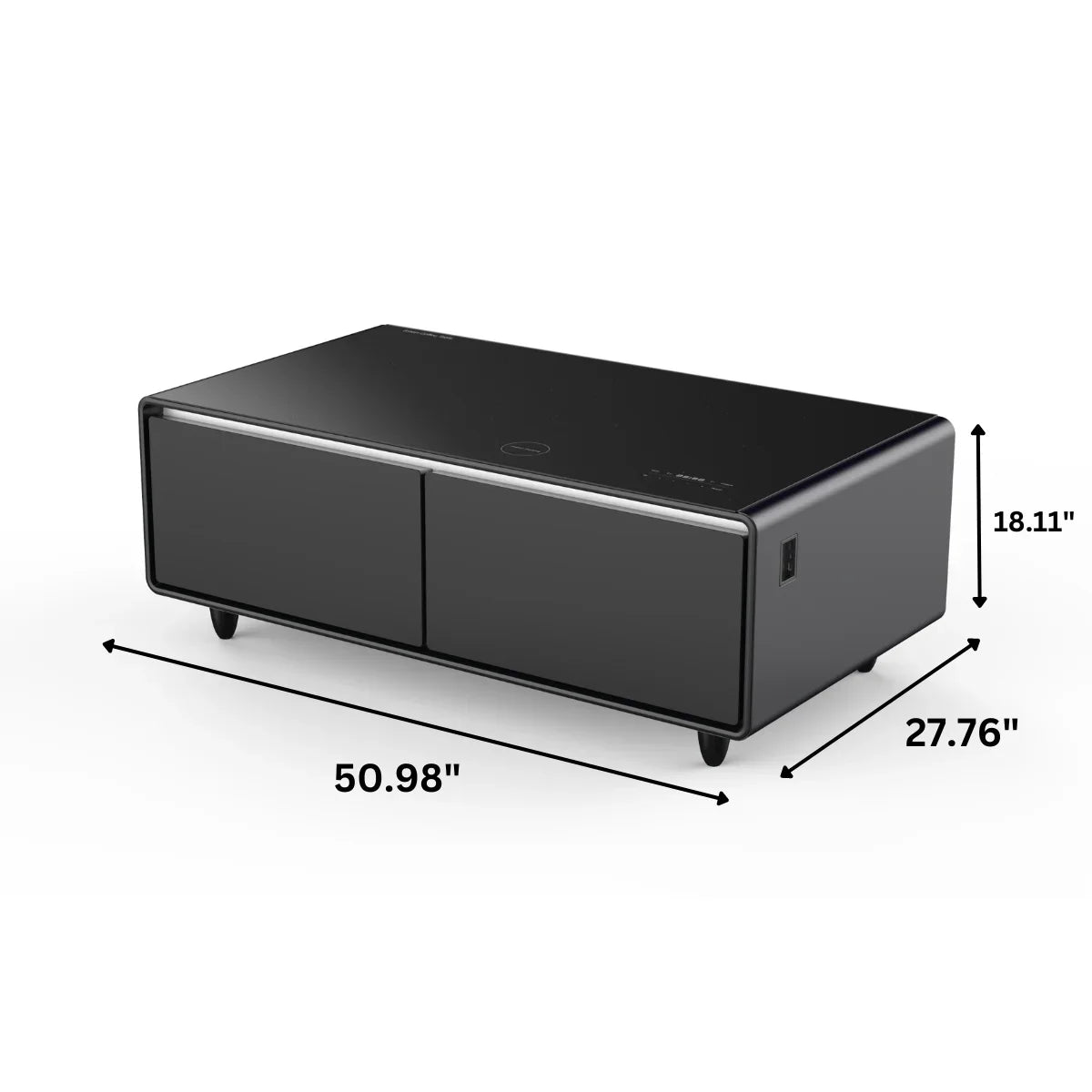 SERA Smart Coffee Table with Refrigerated Drawers, Bluetooth Speakers, Wireless Charging & LED Touch Control - White / Dark Grey / Brown